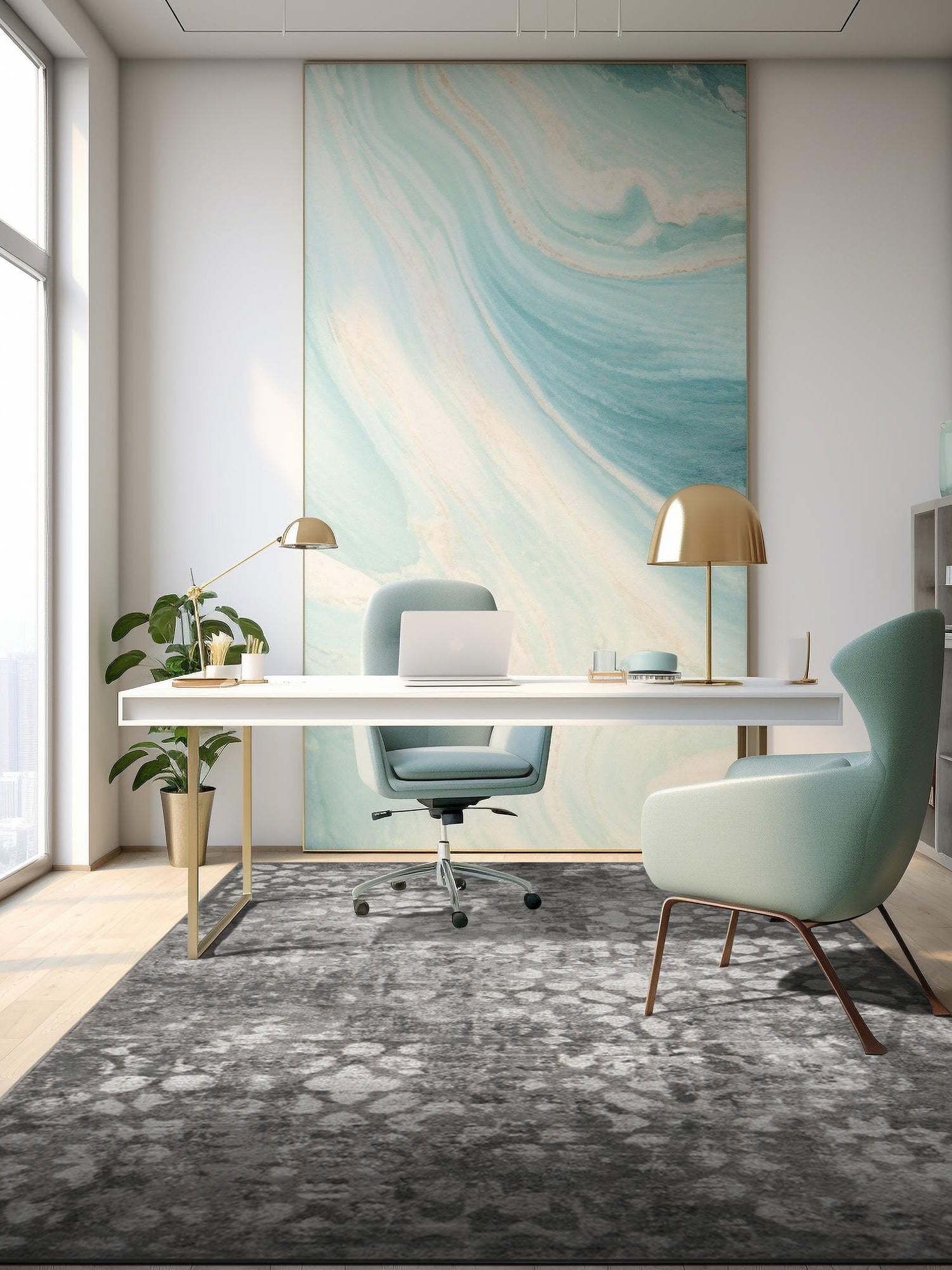 Dark Gray 3' 1 x 5' 3 Sofia Rectangle Area Rug Durable Easy Clean Stain Resistant Unique Carpet for Affordable Interior Home Design for Sale at Rug Engine