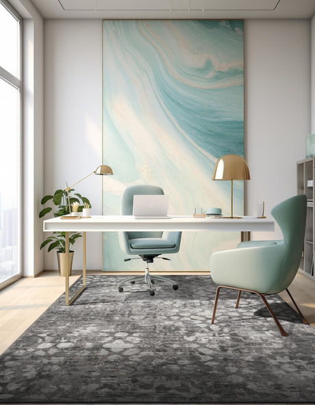 Dark Gray 5' 3 x 8' Sofia Rectangle Area Rug Durable Easy Clean Stain Resistant Unique Carpet for Affordable Interior Home Design for Sale at Rug Engine
