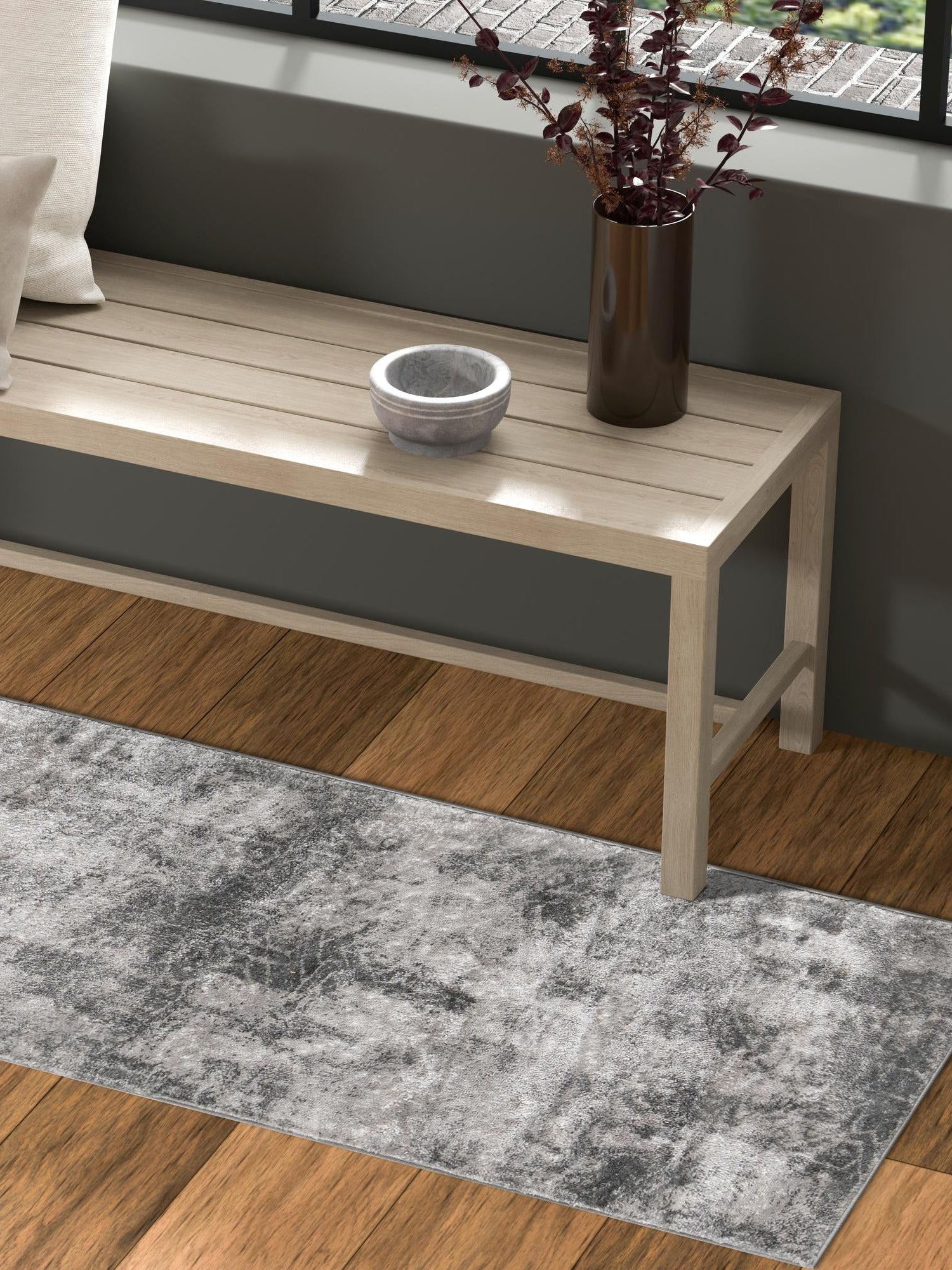 Dark Gray 2' x 6' 7 Sofia Runner Area Rug Durable Easy Clean Stain Resistant Unique Carpet for Affordable Interior Home Design for Sale at Rug Engine