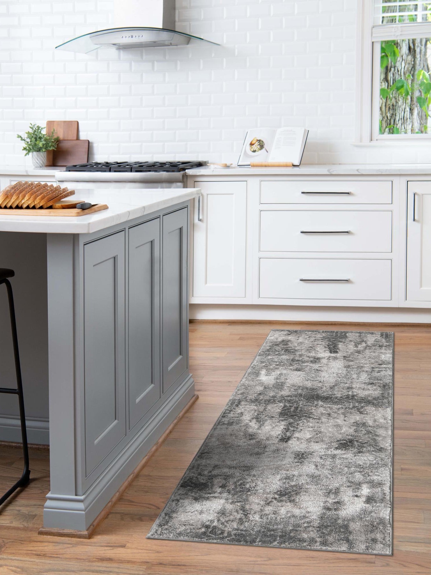 Dark Gray 3' 1 x 19' 8 Sofia Runner Area Rug Durable Easy Clean Stain Resistant Unique Carpet for Affordable Interior Home Design for Sale at Rug Engine