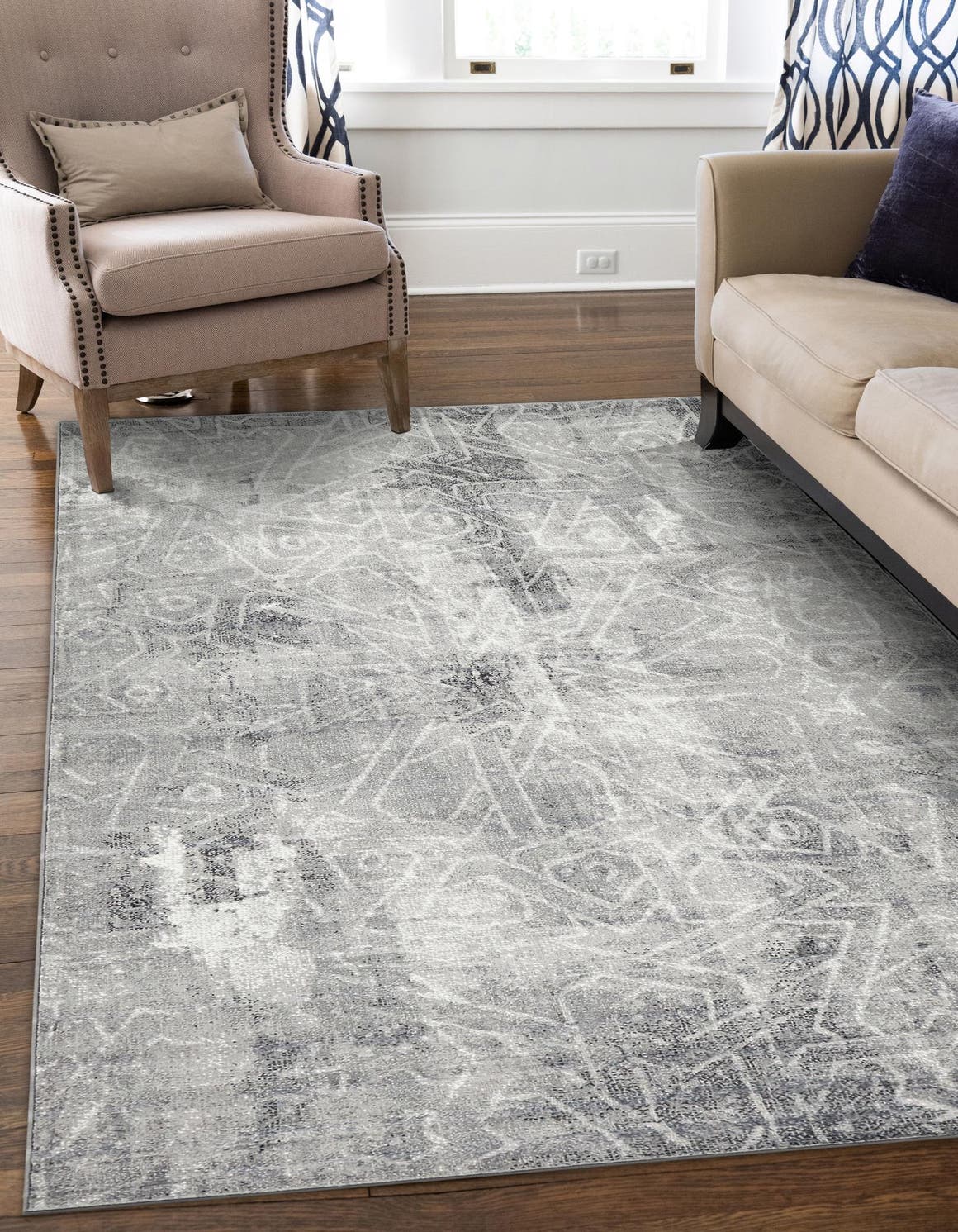 Dark Gray 2' x 3' 1 Sofia Rectangle Area Rug Durable Easy Clean Stain Resistant Unique Carpet for Affordable Interior Home Design for Sale at Rug Engine