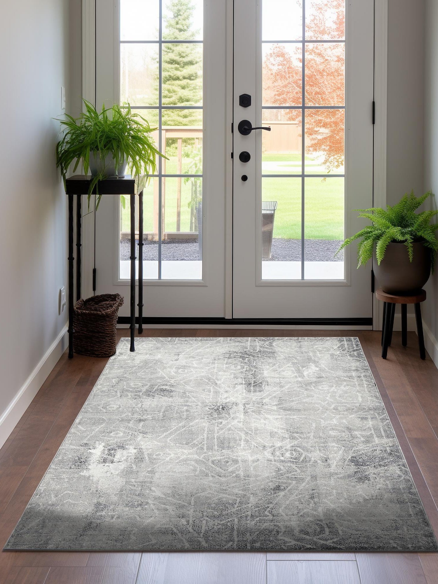 Dark Gray 5' 3 x 8' Sofia Rectangle Area Rug Durable Easy Clean Stain Resistant Unique Carpet for Affordable Interior Home Design for Sale at Rug Engine