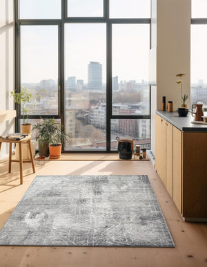 Dark Gray 7' 10 x 11' Sofia Rectangle Area Rug Durable Easy Clean Stain Resistant Unique Carpet for Affordable Interior Home Design for Sale at Rug Engine