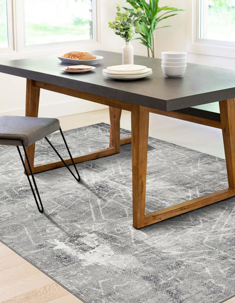 Dark Gray 7' 10 x 10' Sofia Rectangle Area Rug Durable Easy Clean Stain Resistant Unique Carpet for Affordable Interior Home Design for Sale at Rug Engine