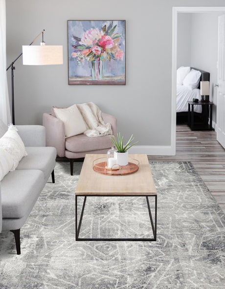 Dark Gray 7' 10 x 10' Sofia Rectangle Area Rug Durable Easy Clean Stain Resistant Unique Carpet for Affordable Interior Home Design for Sale at Rug Engine