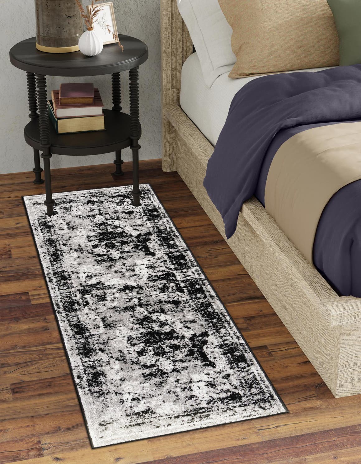 Black 2' x 13' 1 Sofia Runner Area Rug Durable Easy Clean Stain Resistant Unique Carpet for Affordable Interior Home Design for Sale at Rug Engine