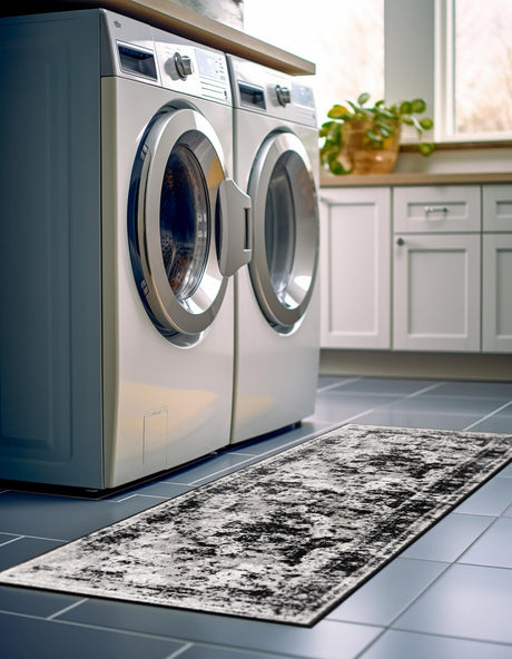 Black 2' x 8' Sofia Runner Area Rug Durable Easy Clean Stain Resistant Unique Carpet for Affordable Interior Home Design for Sale at Rug Engine