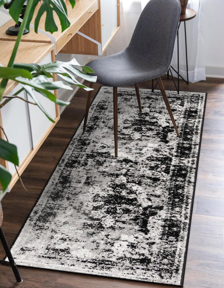 Black 3' 3 x 19' 8 Sofia Runner Area Rug Durable Easy Clean Stain Resistant Unique Carpet for Affordable Interior Home Design for Sale at Rug Engine