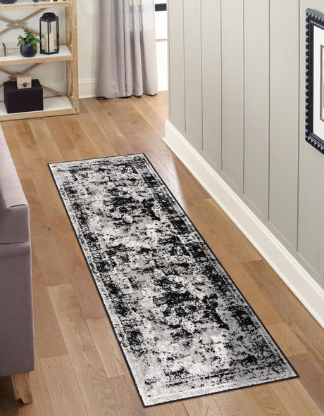 Black 2' x 6' 7 Sofia Runner Area Rug Discounted Clearance Final Sale Durable Easy Clean Stain Resistant Unique Carpet for Affordable Interior Home Design for Sale at Rug Engine