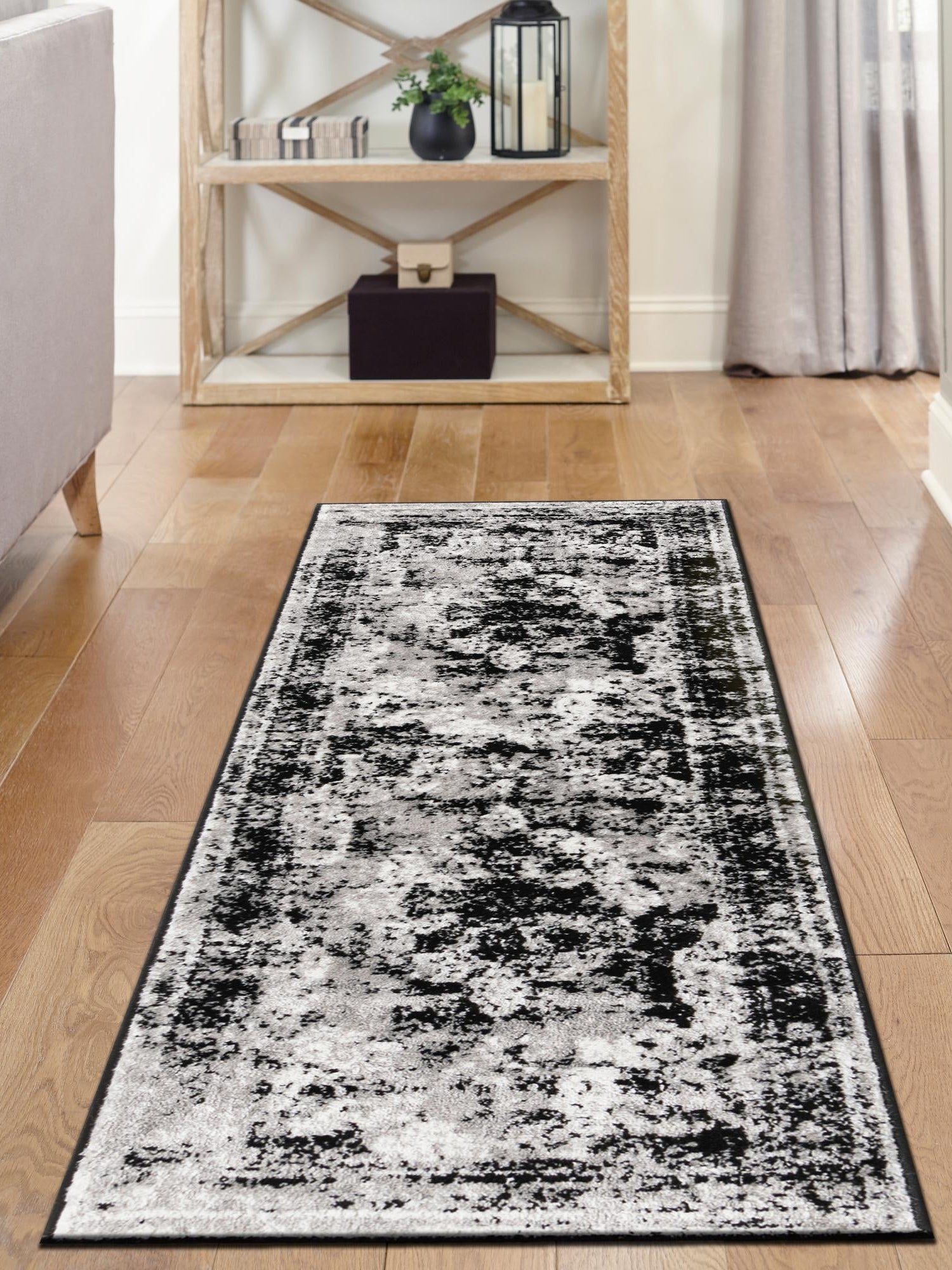 Black 2' x 4' 1 Sofia Runner Area Rug Durable Easy Clean Stain Resistant Unique Carpet for Affordable Interior Home Design for Sale at Rug Engine