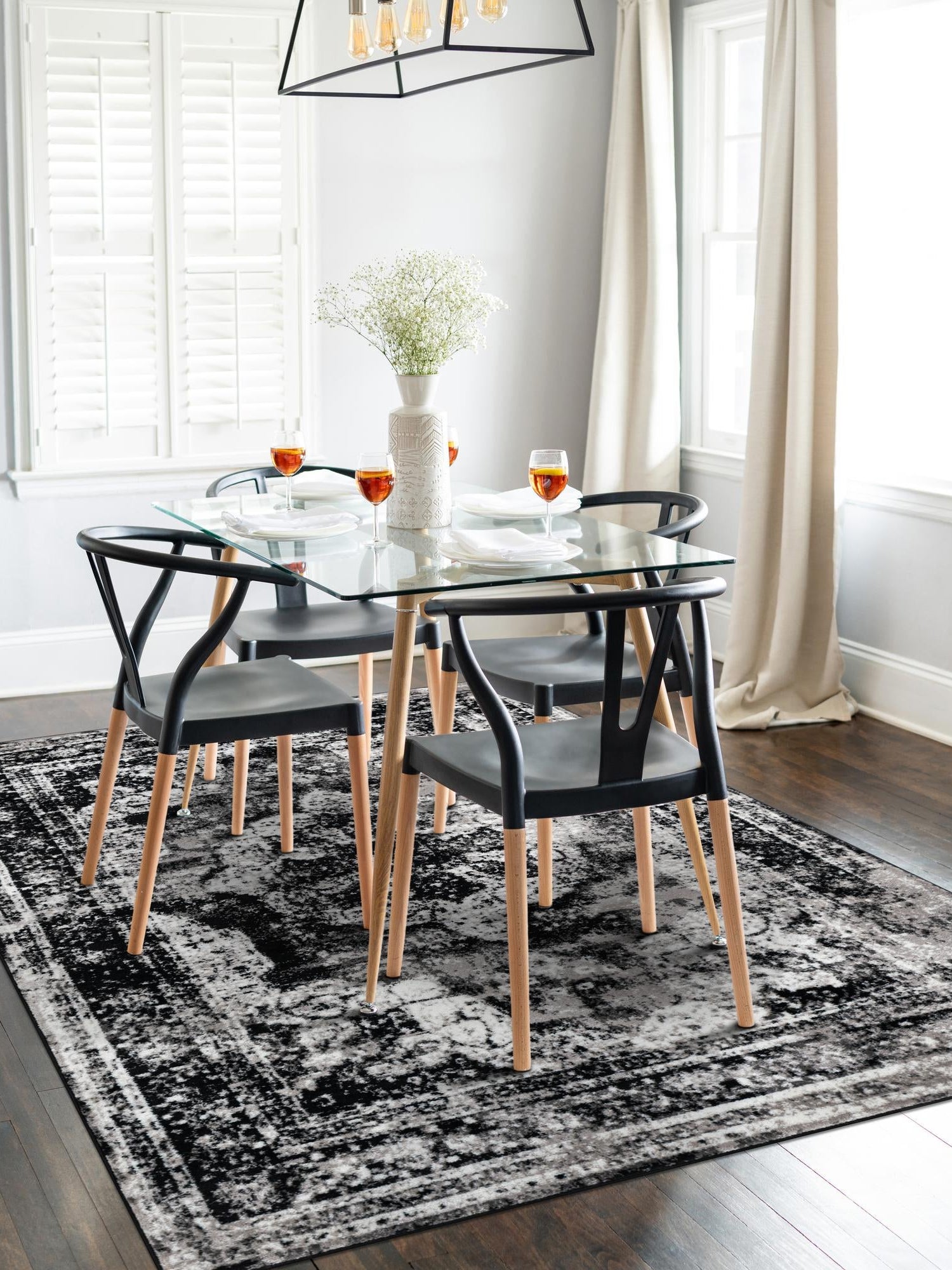 Black 10' x 13' 1 Sofia Rectangle Area Rug Durable Easy Clean Stain Resistant Unique Carpet for Affordable Interior Home Design for Sale at Rug Engine
