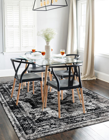 Black 5' 3 x 8' Sofia Rectangle Area Rug Discounted Clearance Final Sale Durable Easy Clean Stain Resistant Unique Carpet for Affordable Interior Home Design for Sale at Rug Engine