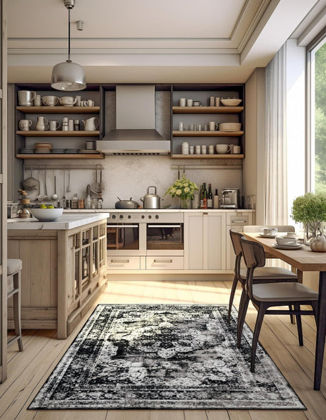 Black 2' x 3' 1 Sofia Rectangle Area Rug Durable Easy Clean Stain Resistant Unique Carpet for Affordable Interior Home Design for Sale at Rug Engine
