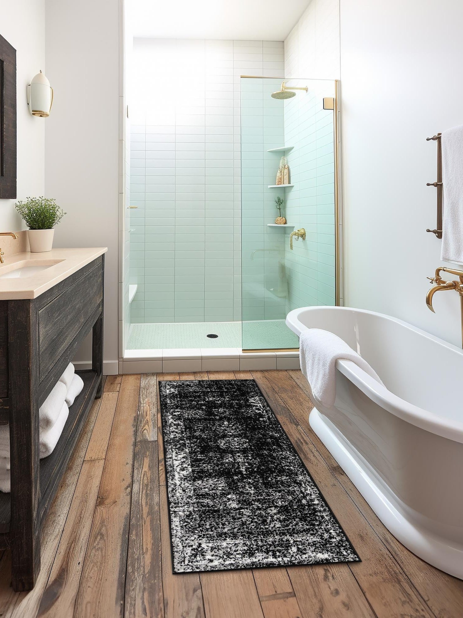 Black 2' x 6' 7 Sofia Runner Area Rug Discounted Clearance Final Sale