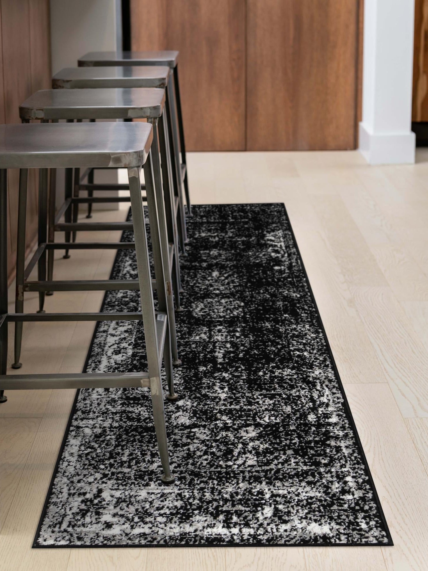 Black 2' x 5' 1 Sofia Runner Area Rug Durable Easy Clean Stain Resistant Unique Carpet for Affordable Interior Home Design for Sale at Rug Engine