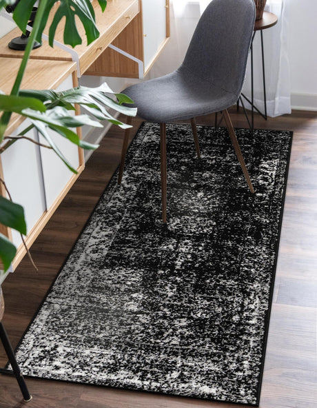 Black 2' x 8' Sofia Runner Area Rug Durable Easy Clean Stain Resistant Unique Carpet for Affordable Interior Home Design for Sale at Rug Engine