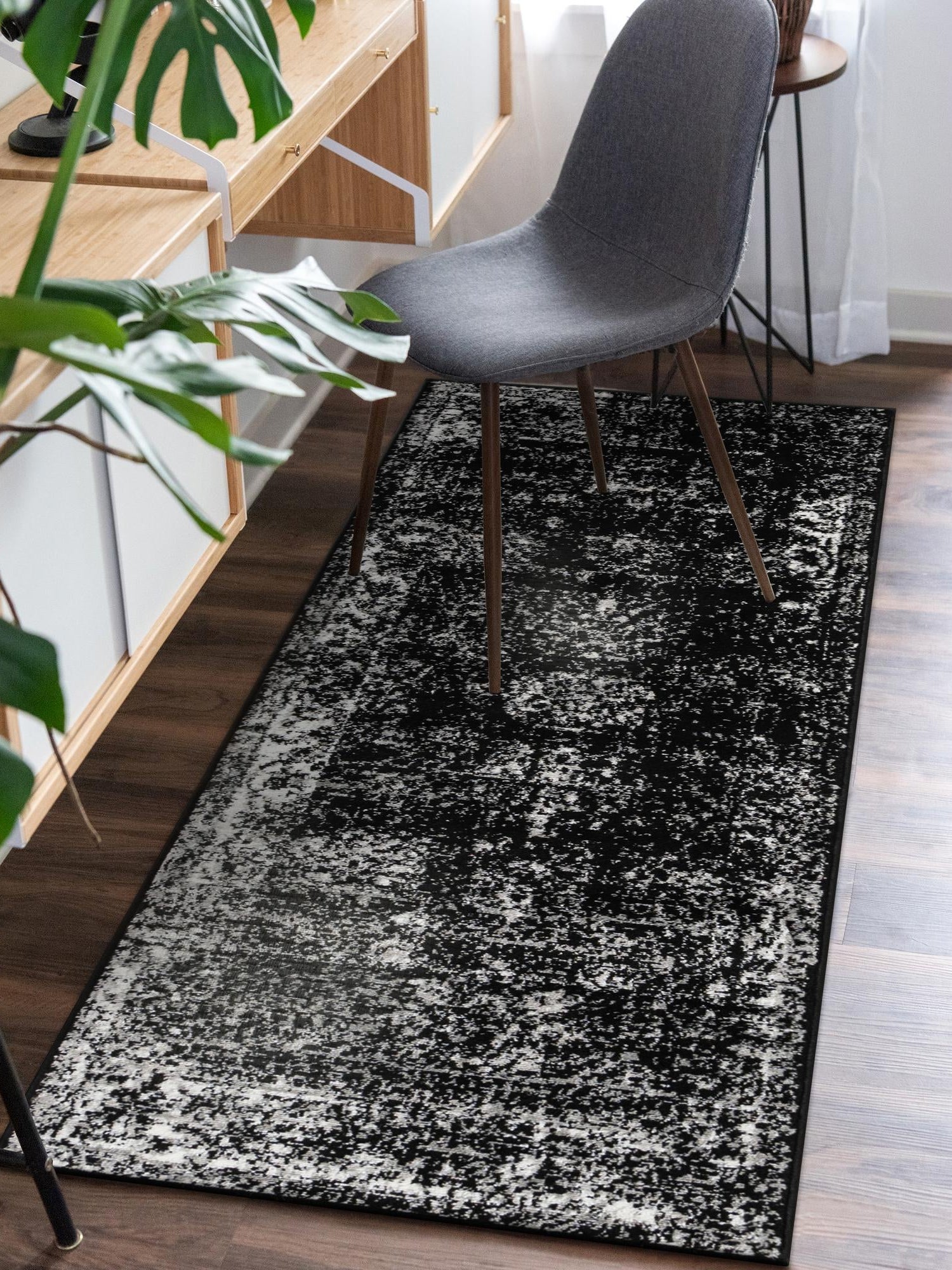 Black 2' x 4' 1 Sofia Runner Area Rug Durable Easy Clean Stain Resistant Unique Carpet for Affordable Interior Home Design for Sale at Rug Engine