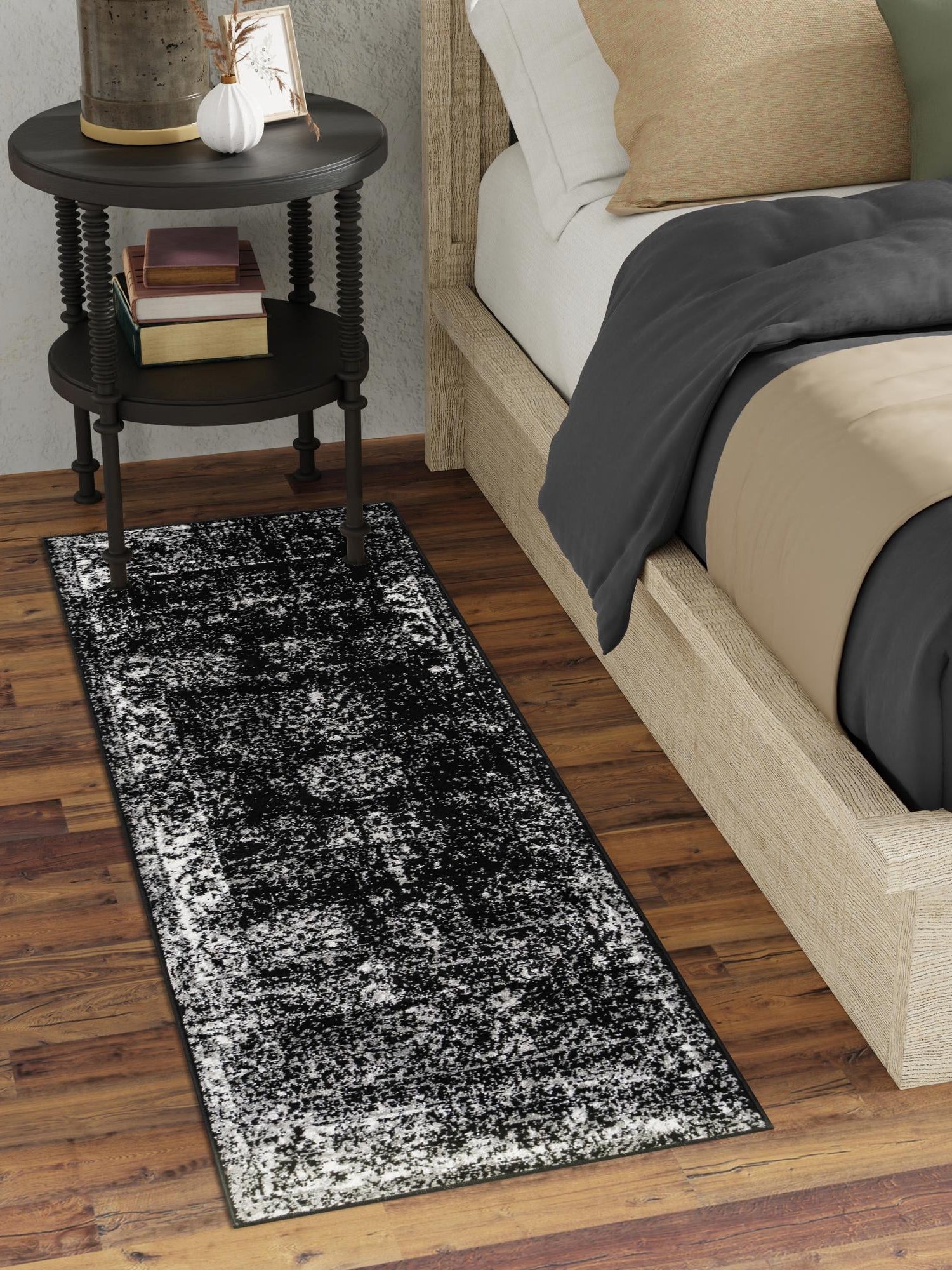 Black 2' x 5' 1 Sofia Runner Area Rug Durable Easy Clean Stain Resistant Unique Carpet for Affordable Interior Home Design for Sale at Rug Engine