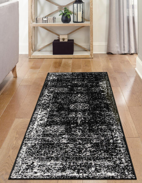 Black 3' 3 x 16' 5 Sofia Runner Area Rug Durable Easy Clean Stain Resistant Unique Carpet for Affordable Interior Home Design for Sale at Rug Engine