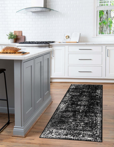 Black 3' 3 x 19' 8 Sofia Runner Area Rug Durable Easy Clean Stain Resistant Unique Carpet for Affordable Interior Home Design for Sale at Rug Engine