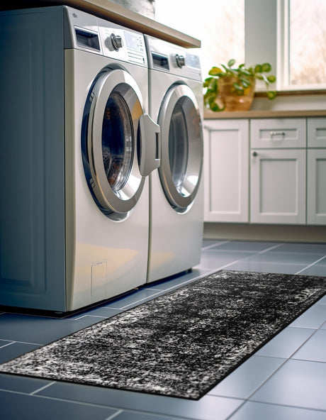 Black 3' 3 x 16' 5 Sofia Runner Area Rug Durable Easy Clean Stain Resistant Unique Carpet for Affordable Interior Home Design for Sale at Rug Engine