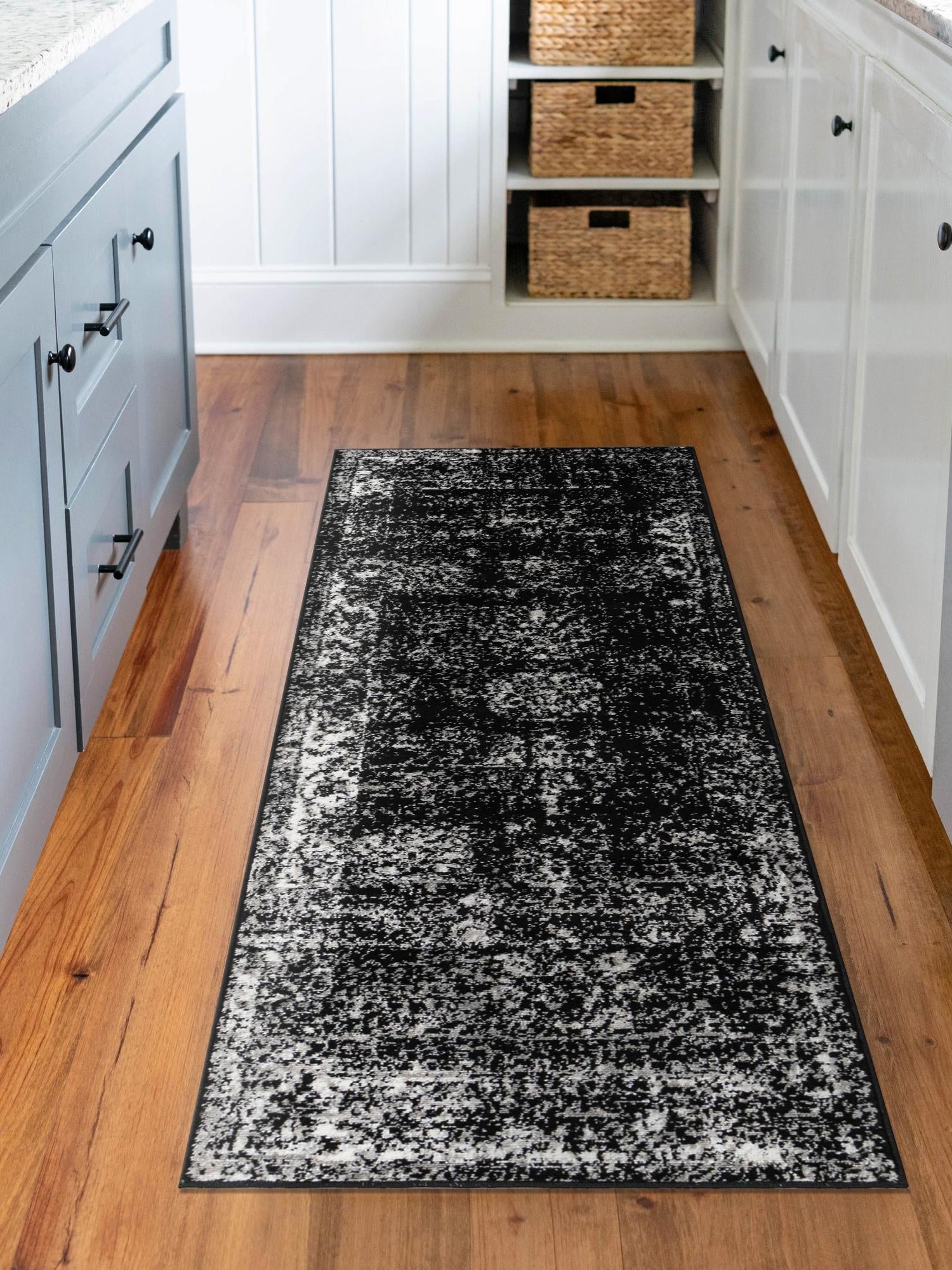 Black 2' x 8' Sofia Runner Area Rug Durable Easy Clean Stain Resistant Unique Carpet for Affordable Interior Home Design for Sale at Rug Engine