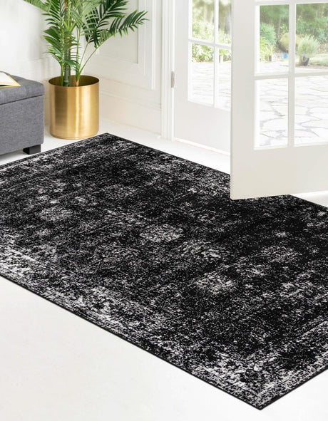 Black 4' 1 x 6' 1 Sofia Rectangle Area Rug Discounted Clearance Final Sale