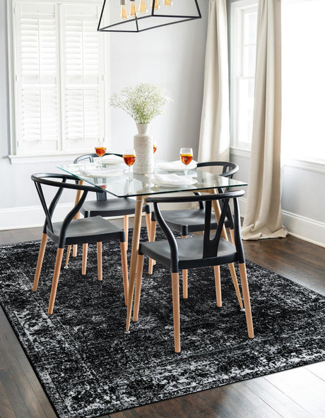 Black 3' 1 x 5' 3 Sofia Rectangle Area Rug Durable Easy Clean Stain Resistant Unique Carpet for Affordable Interior Home Design for Sale at Rug Engine