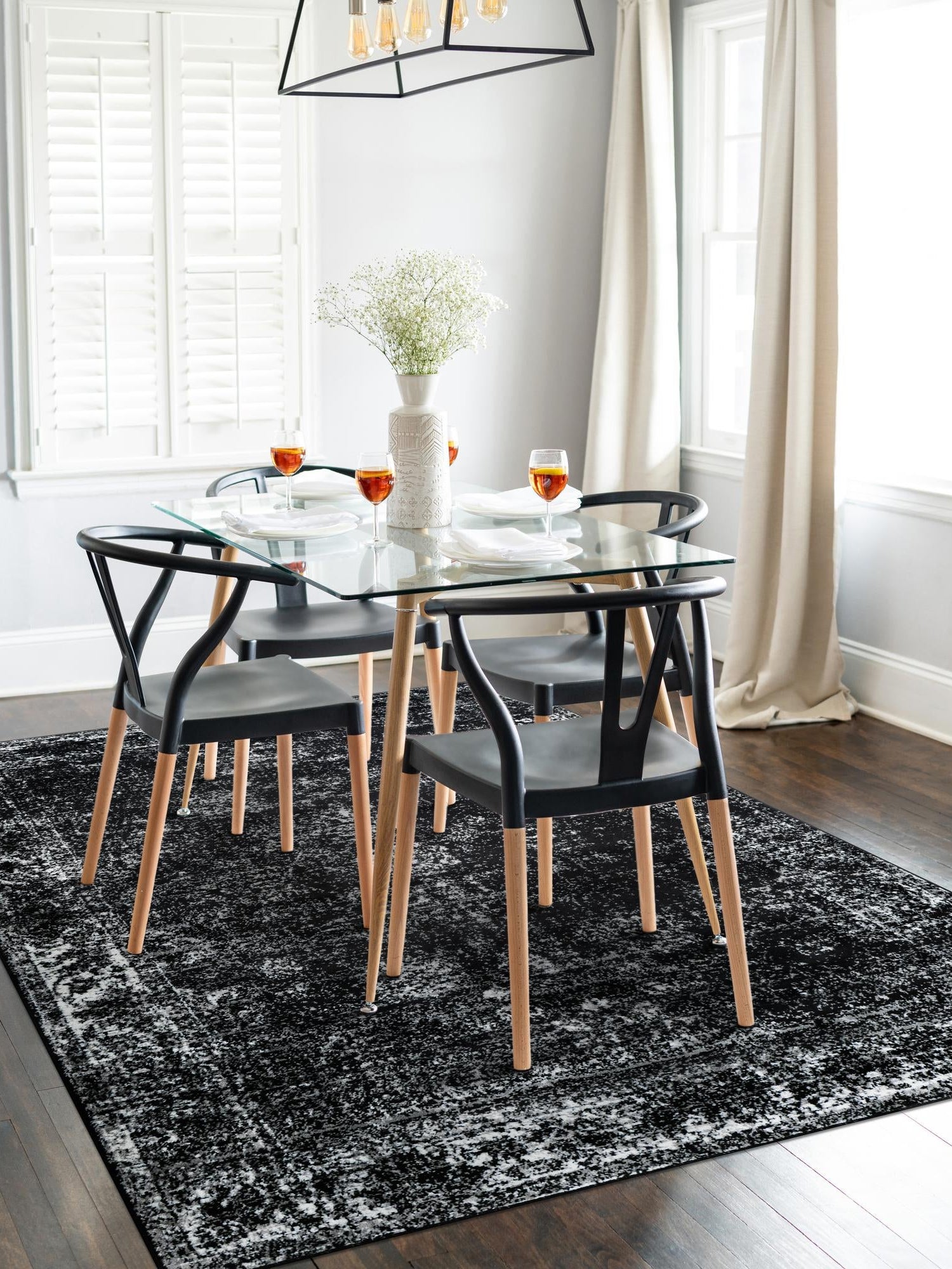 Black 10' x 14' 1 Sofia Rectangle Area Rug Durable Easy Clean Stain Resistant Unique Carpet for Affordable Interior Home Design for Sale at Rug Engine
