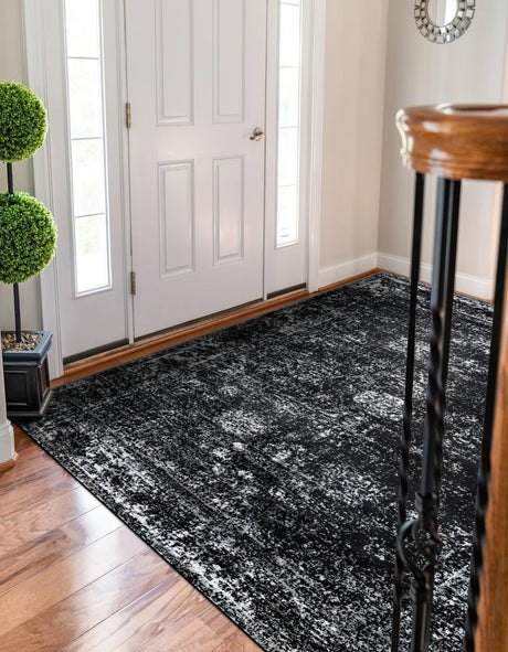 Black 10' x 14' 1 Sofia Rectangle Area Rug Durable Easy Clean Stain Resistant Unique Carpet for Affordable Interior Home Design for Sale at Rug Engine
