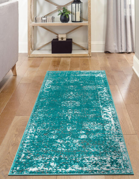 Turquoise 2' x 6' 7 Sofia Runner Area Rug Durable Easy Clean Stain Resistant Unique Carpet for Affordable Interior Home Design for Sale at Rug Engine