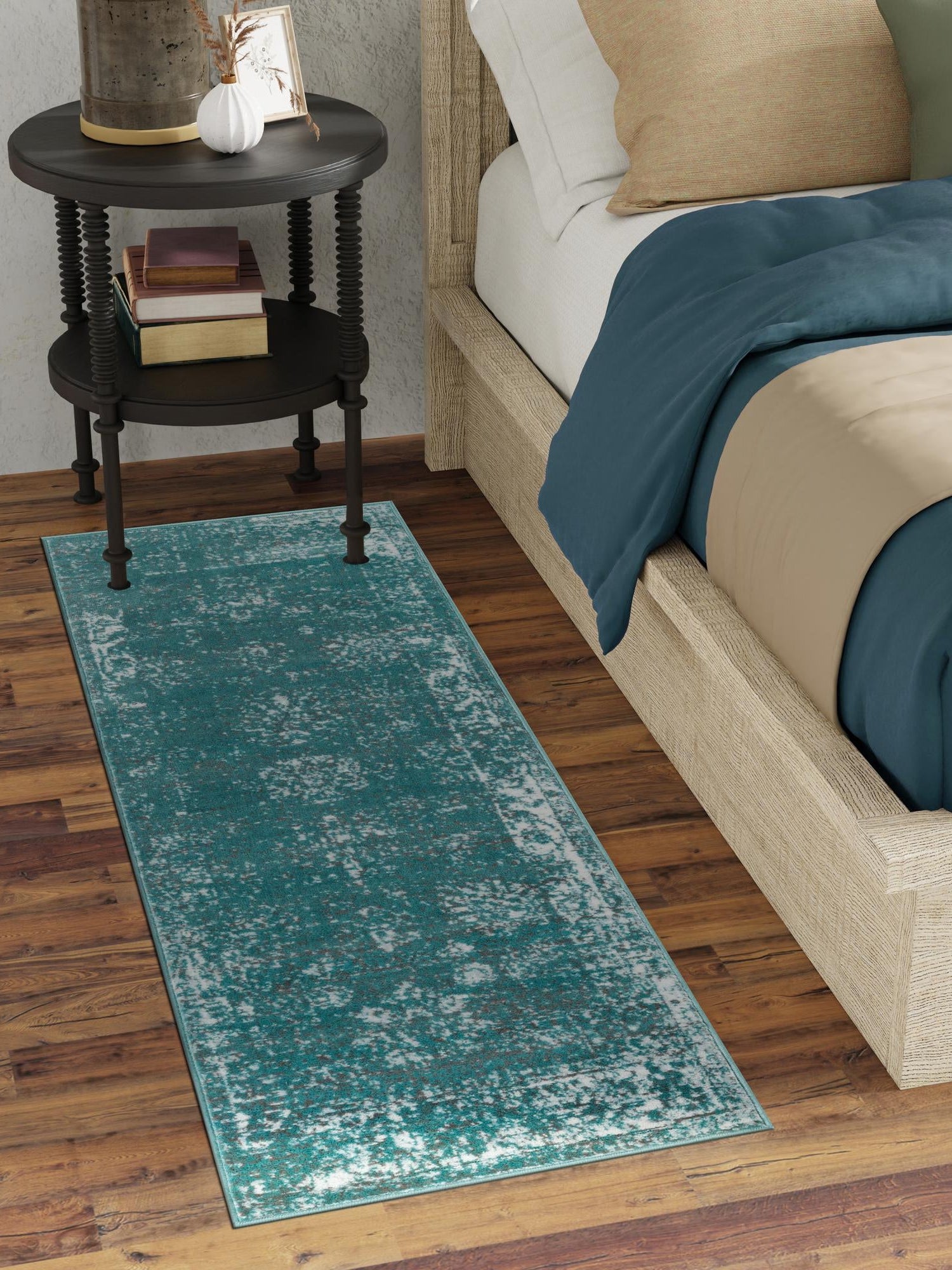 Turquoise 3' 3 x 16' 5 Sofia Runner Area Rug Durable Easy Clean Stain Resistant Unique Carpet for Affordable Interior Home Design for Sale at Rug Engine
