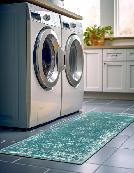 Turquoise 2' x 6' 7 Sofia Runner Area Rug Durable Easy Clean Stain Resistant Unique Carpet for Affordable Interior Home Design for Sale at Rug Engine