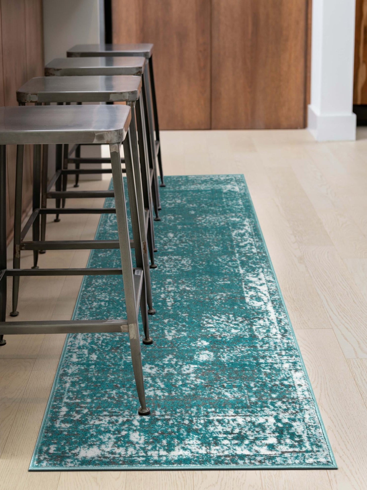 Turquoise 3' 3 x 19' 8 Sofia Runner Area Rug Durable Easy Clean Stain Resistant Unique Carpet for Affordable Interior Home Design for Sale at Rug Engine
