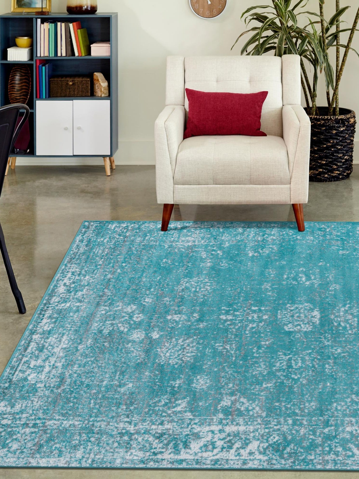 Turquoise 7' 10 x 11' Sofia Rectangle Area Rug Durable Easy Clean Stain Resistant Unique Carpet for Affordable Interior Home Design for Sale at Rug Engine