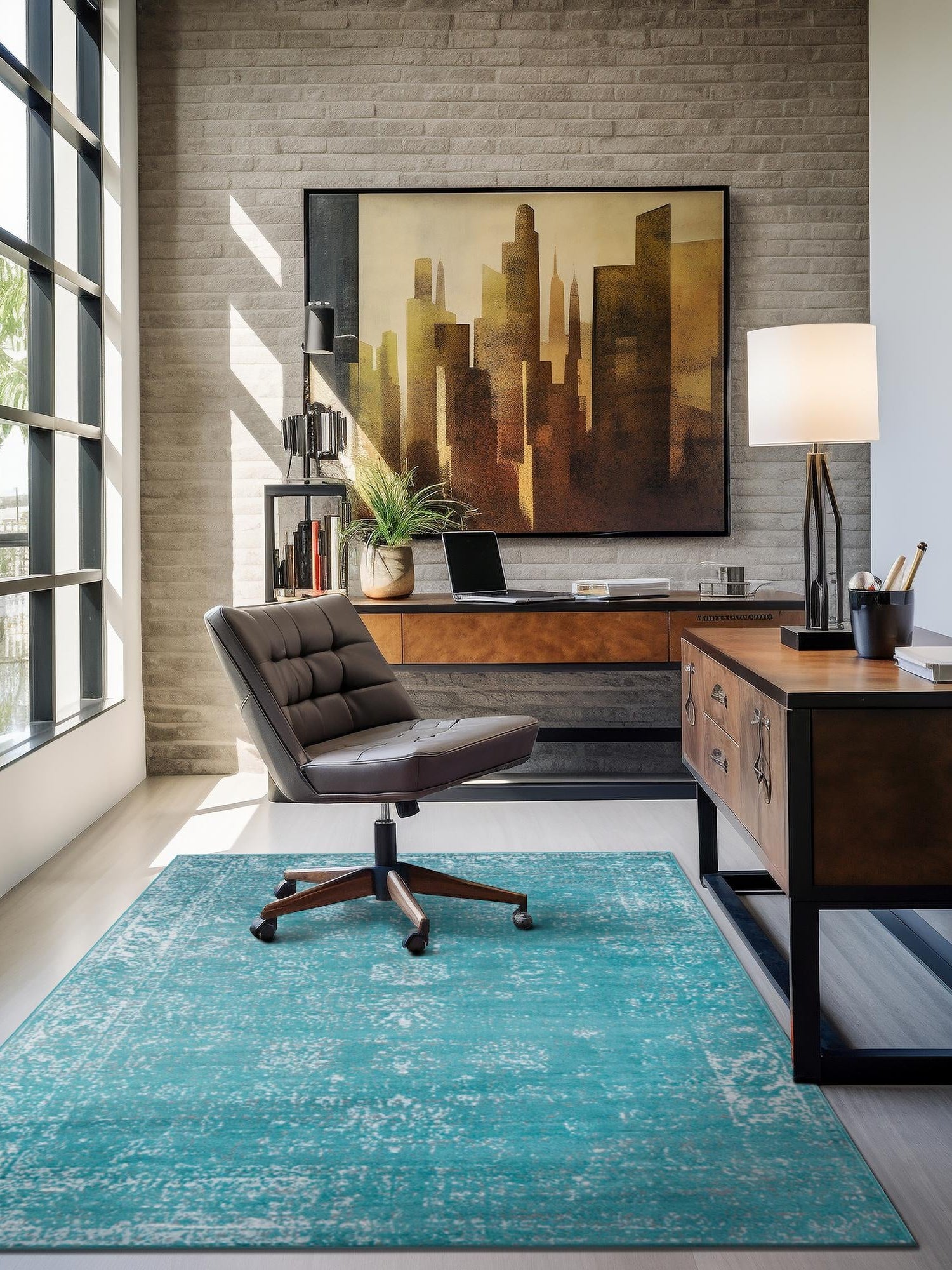 Turquoise 7' 10 x 11' Sofia Rectangle Area Rug Durable Easy Clean Stain Resistant Unique Carpet for Affordable Interior Home Design for Sale at Rug Engine