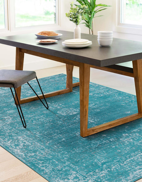 Turquoise 4' 1 x 6' 1 Sofia Rectangle Area Rug Durable Easy Clean Stain Resistant Unique Carpet for Affordable Interior Home Design for Sale at Rug Engine