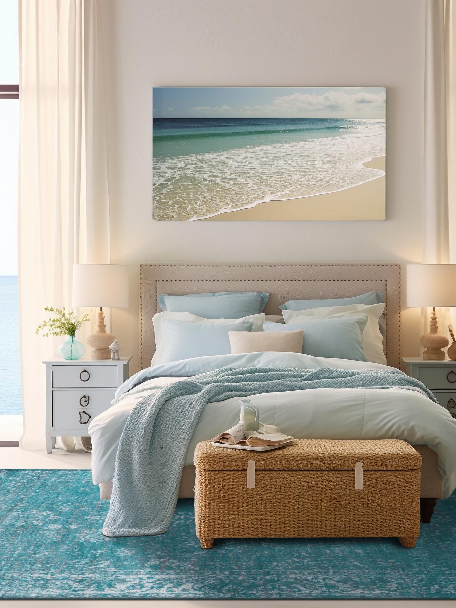Turquoise 6' 1 x 9' Sofia Rectangle Area Rug Durable Easy Clean Stain Resistant Unique Carpet for Affordable Interior Home Design for Sale at Rug Engine