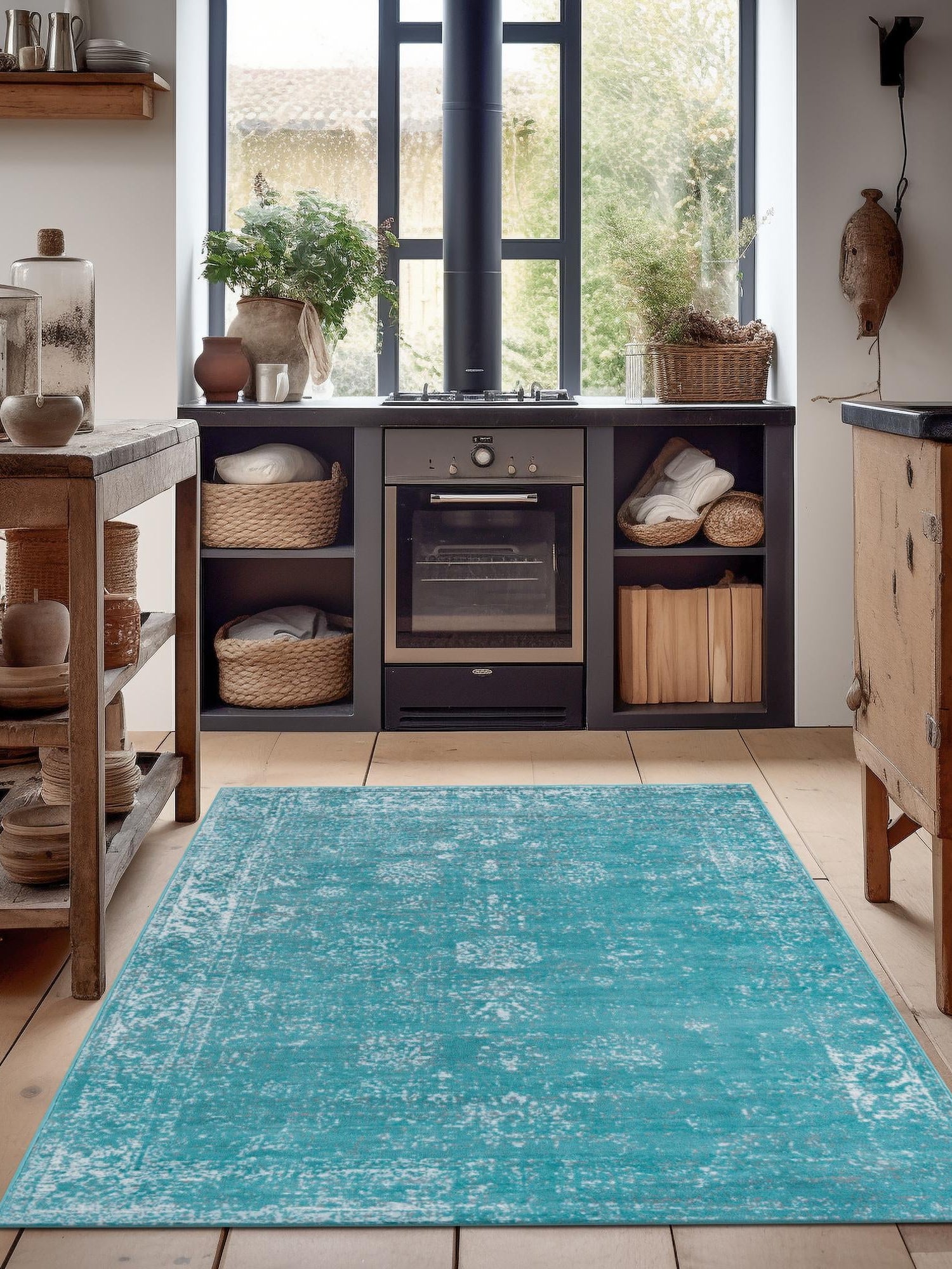 Turquoise 3' 1 x 5' 3 Sofia Rectangle Area Rug Durable Easy Clean Stain Resistant Unique Carpet for Affordable Interior Home Design for Sale at Rug Engine