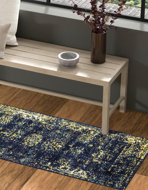 Navy Blue 2' x 13' 1 Sofia Runner Rug