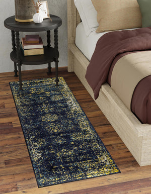 Navy Blue 3' 3 x 16' 5 Sofia Runner Rug