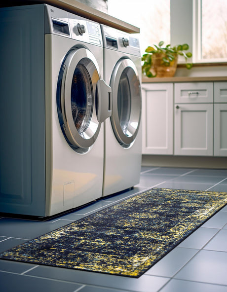 Navy Blue 2' x 6' 7 Sofia Runner Area Rug Durable Easy Clean Stain Resistant Unique Carpet for Affordable Interior Home Design for Sale at Rug Engine