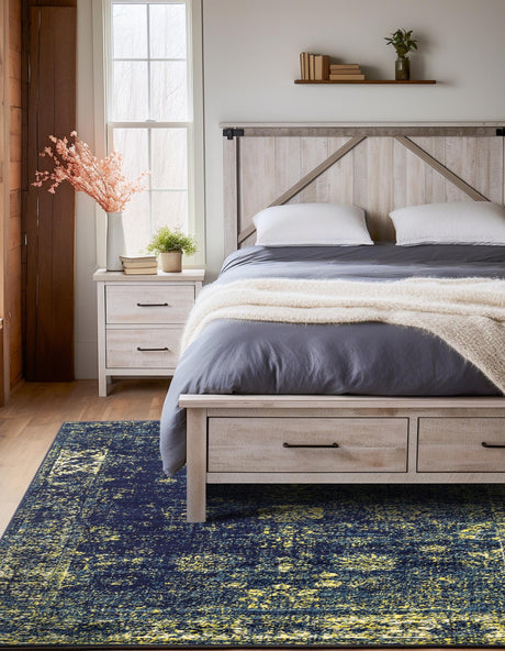 Navy Blue 2' x 3' 1 Sofia Rectangle Area Rug Durable Easy Clean Stain Resistant Unique Carpet for Affordable Interior Home Design for Sale at Rug Engine
