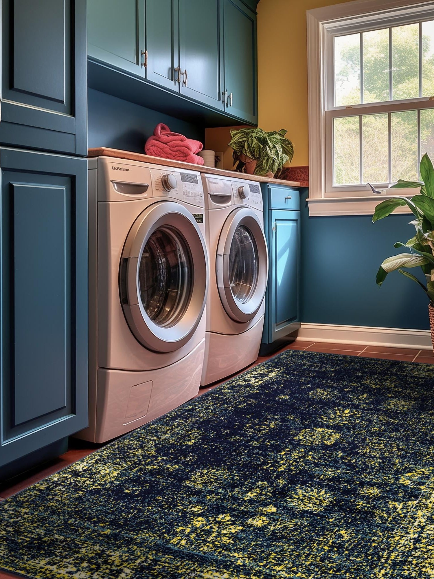 Navy Blue 9' x 12' Sofia Rectangle Area Rug Durable Easy Clean Stain Resistant Unique Carpet for Affordable Interior Home Design for Sale at Rug Engine