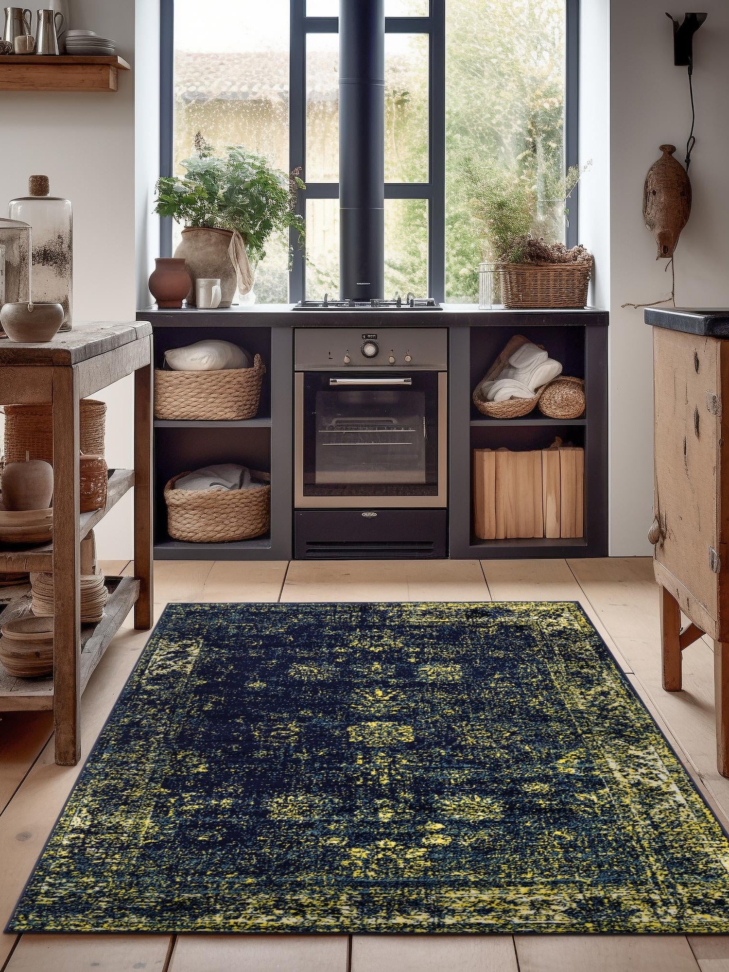 Navy Blue 9' x 12' Sofia Rectangle Area Rug Durable Easy Clean Stain Resistant Unique Carpet for Affordable Interior Home Design for Sale at Rug Engine