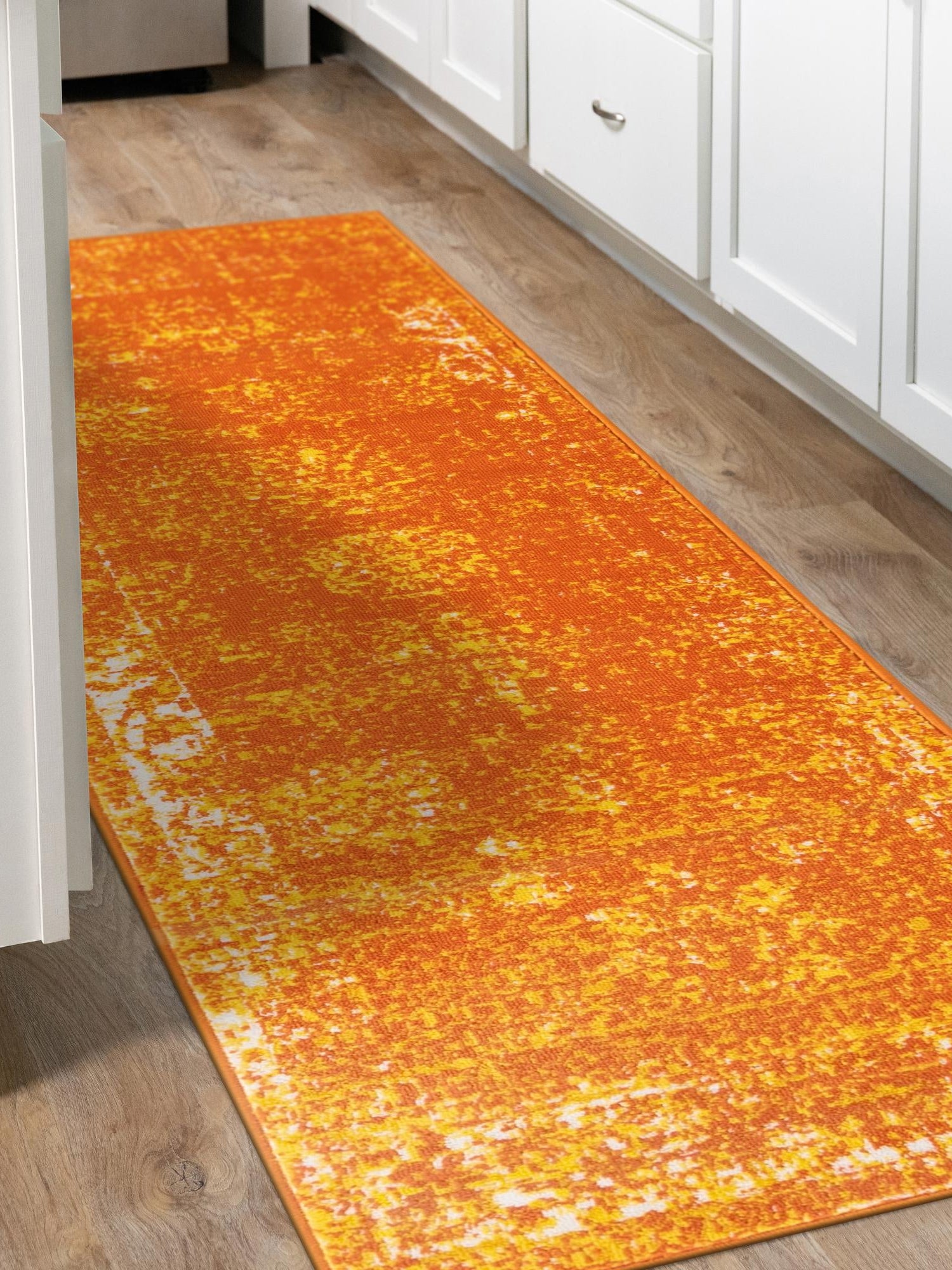 Orange 2' x 13' 1 Sofia Runner Area Rug Durable Easy Clean Stain Resistant Unique Carpet for Affordable Interior Home Design for Sale at Rug Engine