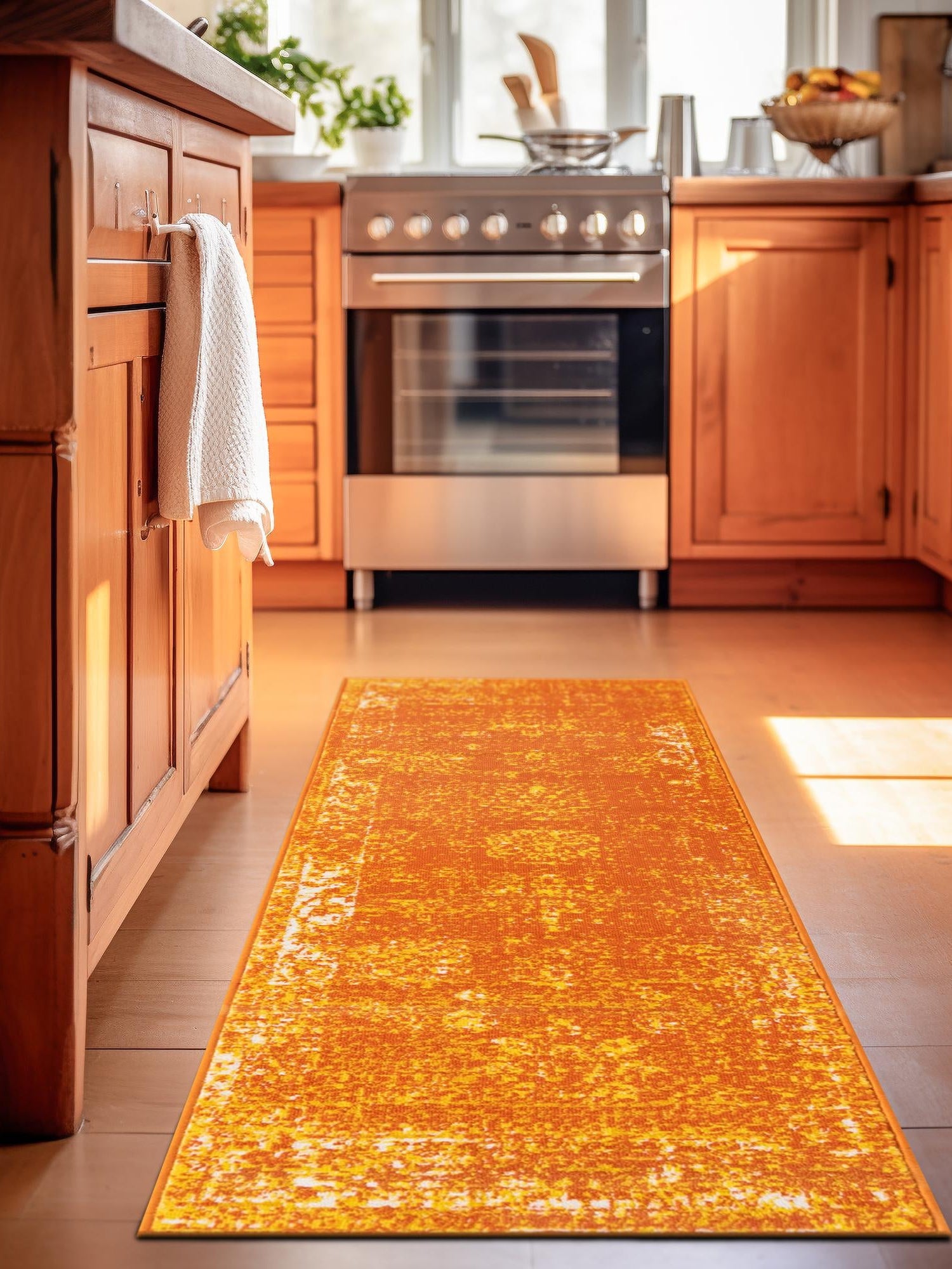 Orange 2' x 13' 1 Sofia Runner Area Rug Durable Easy Clean Stain Resistant Unique Carpet for Affordable Interior Home Design for Sale at Rug Engine