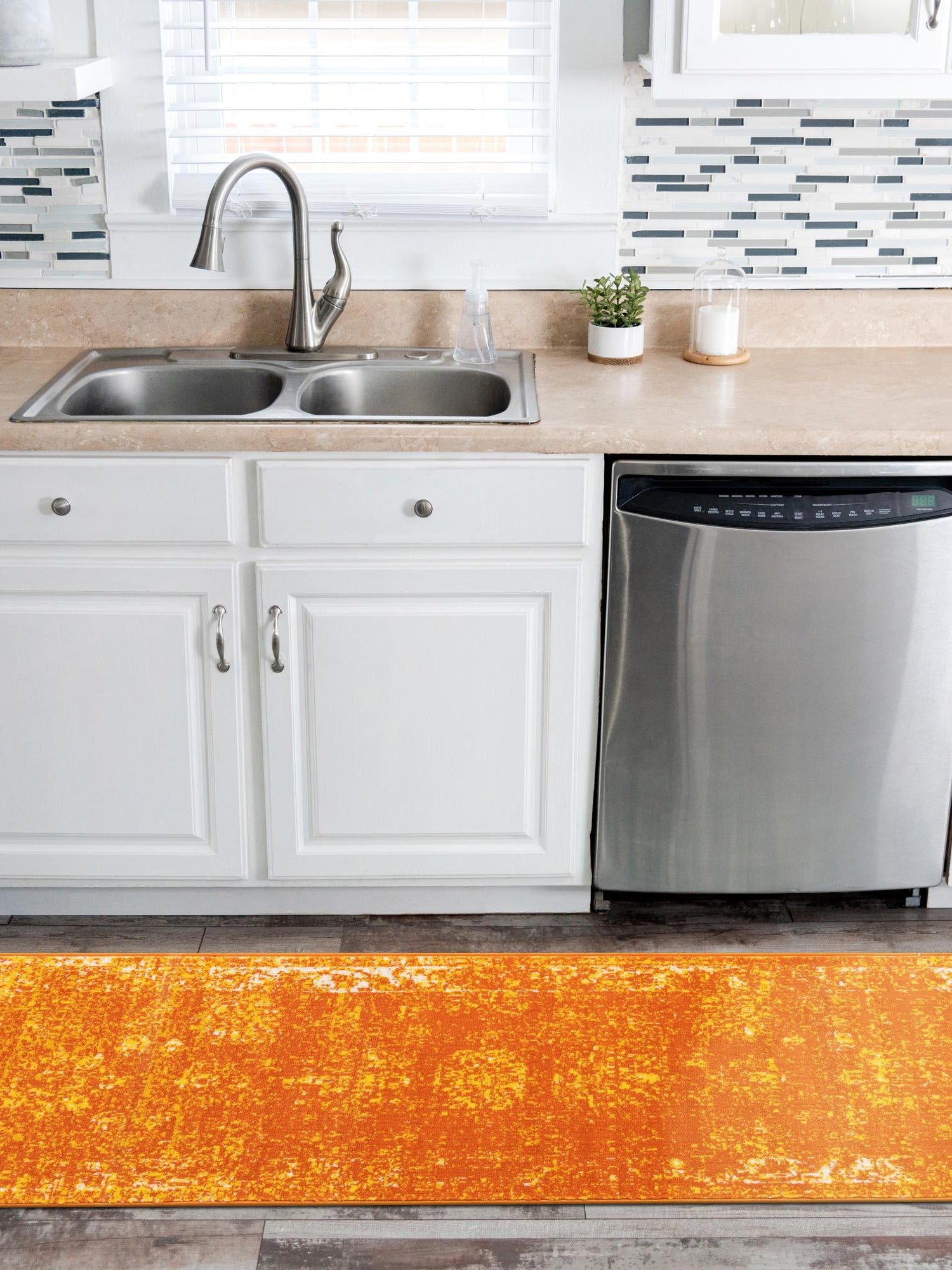 Orange 2' x 9' 10 Sofia Runner Area Rug Durable Easy Clean Stain Resistant Unique Carpet for Affordable Interior Home Design for Sale at Rug Engine