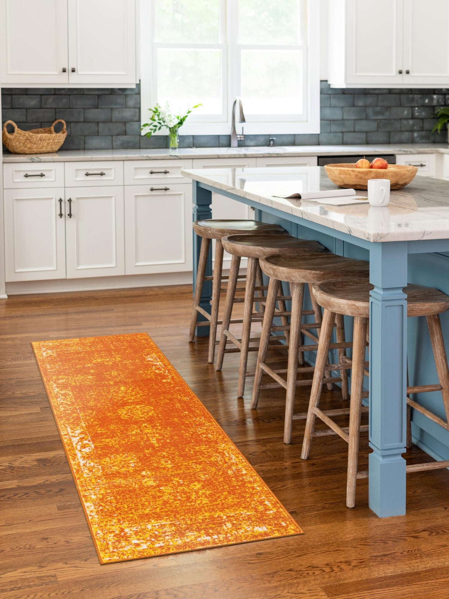 Orange 2' x 13' 1 Sofia Runner Area Rug Durable Easy Clean Stain Resistant Unique Carpet for Affordable Interior Home Design for Sale at Rug Engine