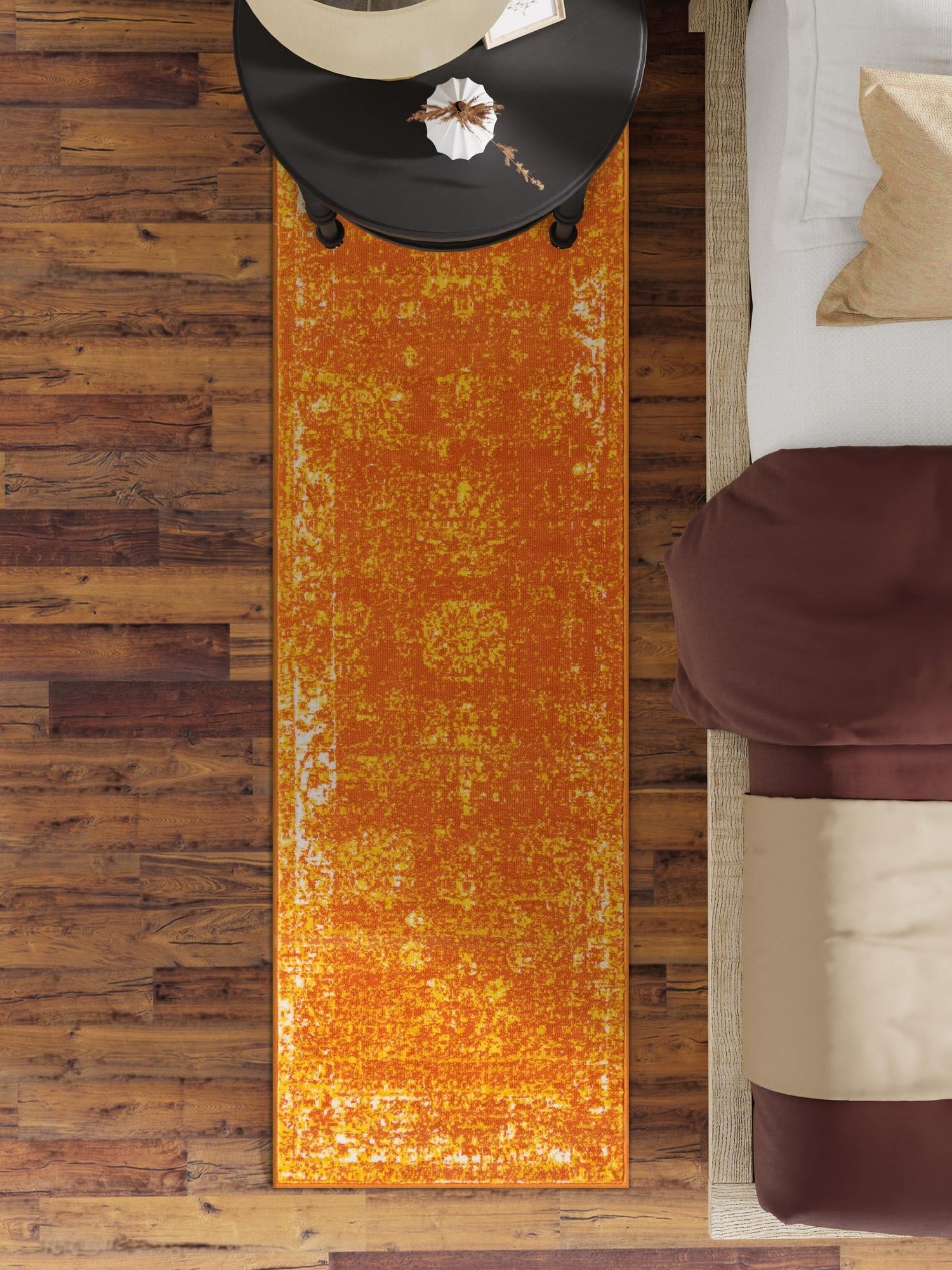 Orange 2' x 13' 1 Sofia Runner Area Rug Durable Easy Clean Stain Resistant Unique Carpet for Affordable Interior Home Design for Sale at Rug Engine